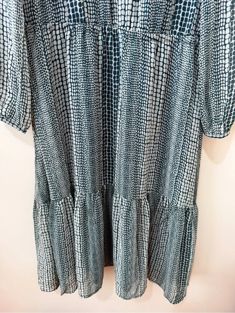 Banana Republic Petite Flounce Hem Maxi Dress Printed Boho Prairie V Neck NWT L